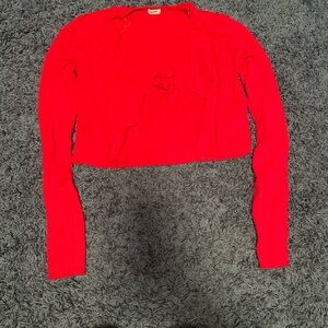 XS Garage Red Women's Top with Front Tie